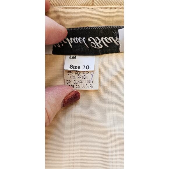 Vintage 80s Pinstripe Light Tan Suit Pants Jacket w/ Top Insert Women Sz 10 - Picture 12 of 13